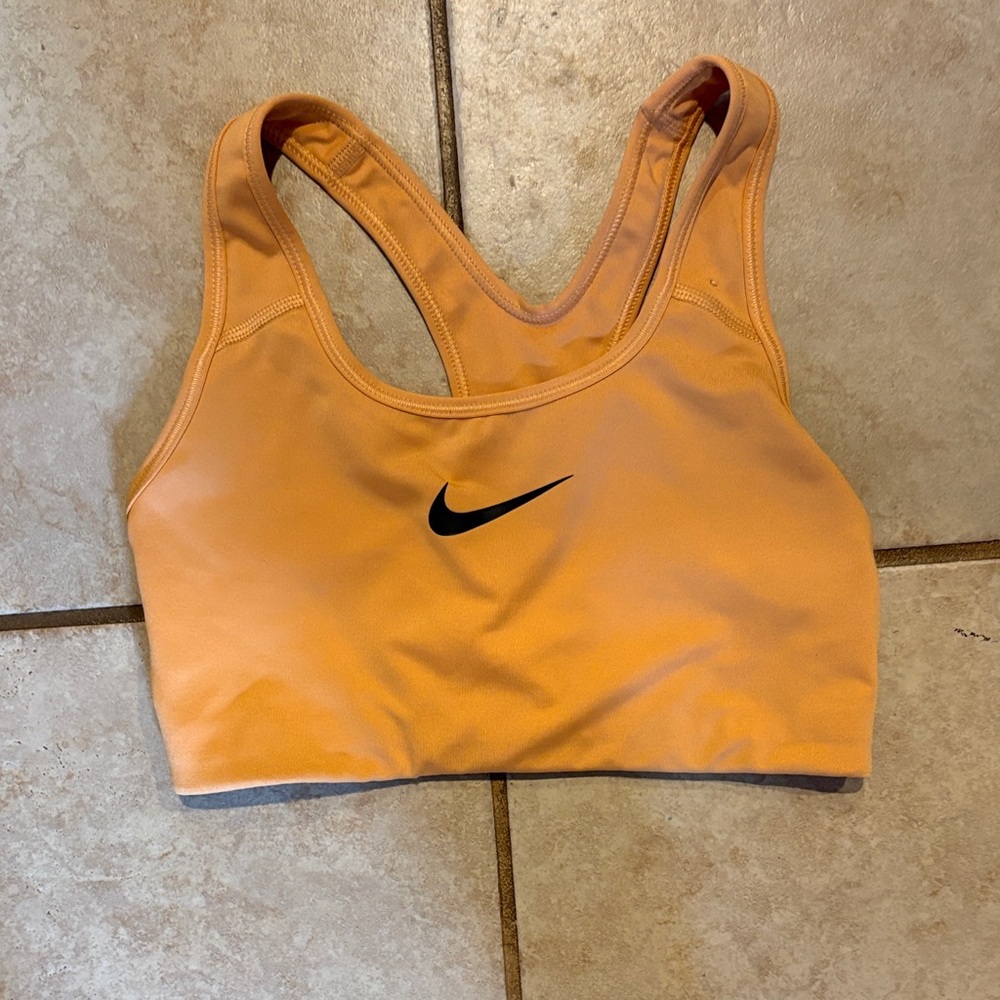 Nike Orange Racerback Sports Bra with Black Swoosh